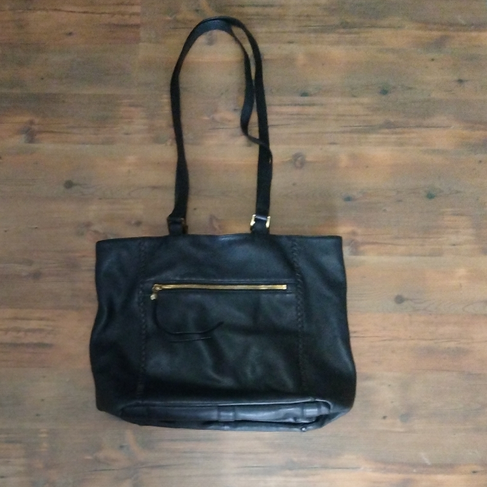HOBO Black Tote with Gold Accents